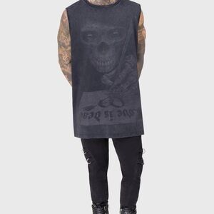Killstar Love Is Dead Vest Dark Skull Graphic Tank Top Sleeveless Shirt XS NWT